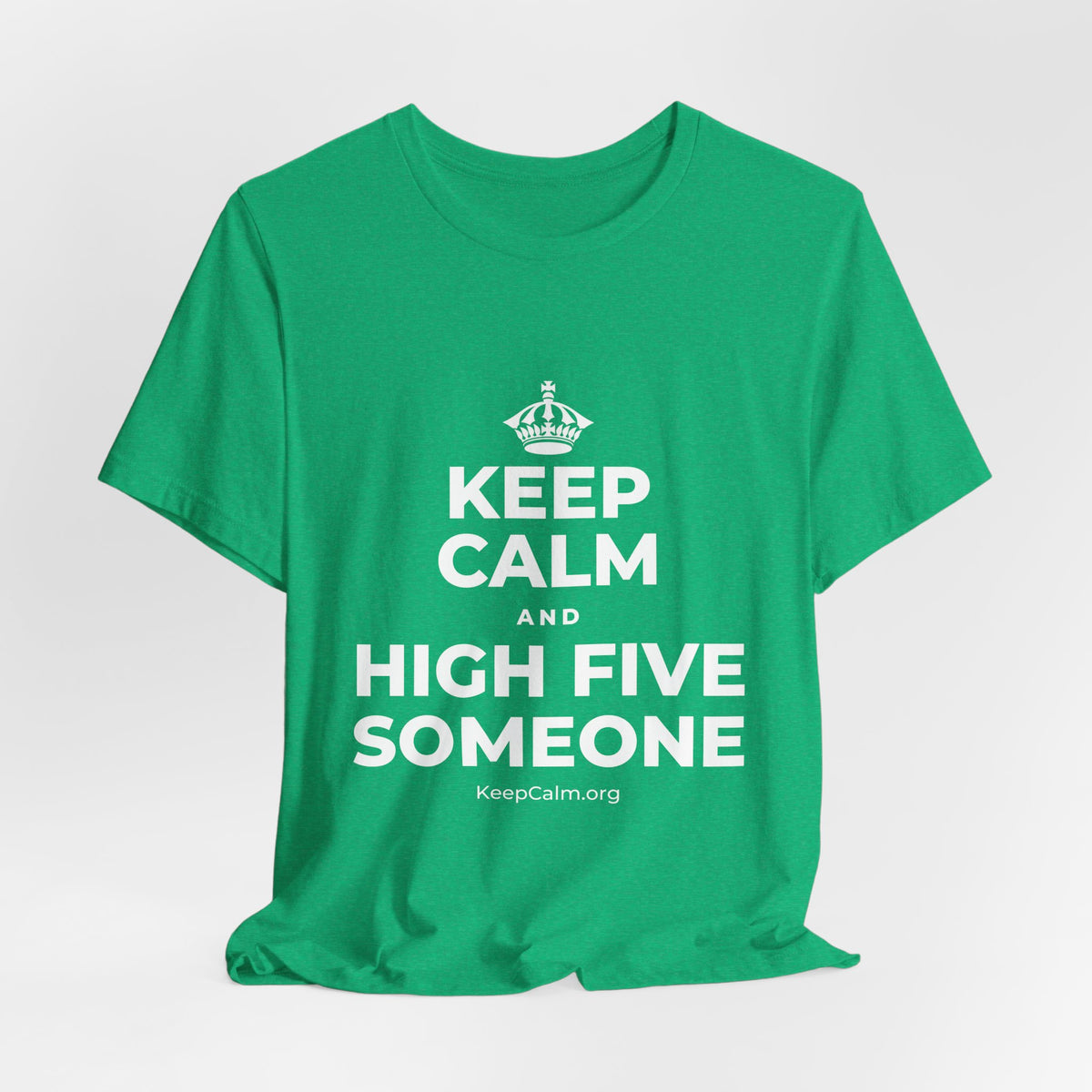 KEEP CALM AND HIGH FIVE SOMEONE T-Shirt (Baby Blue–Silver)