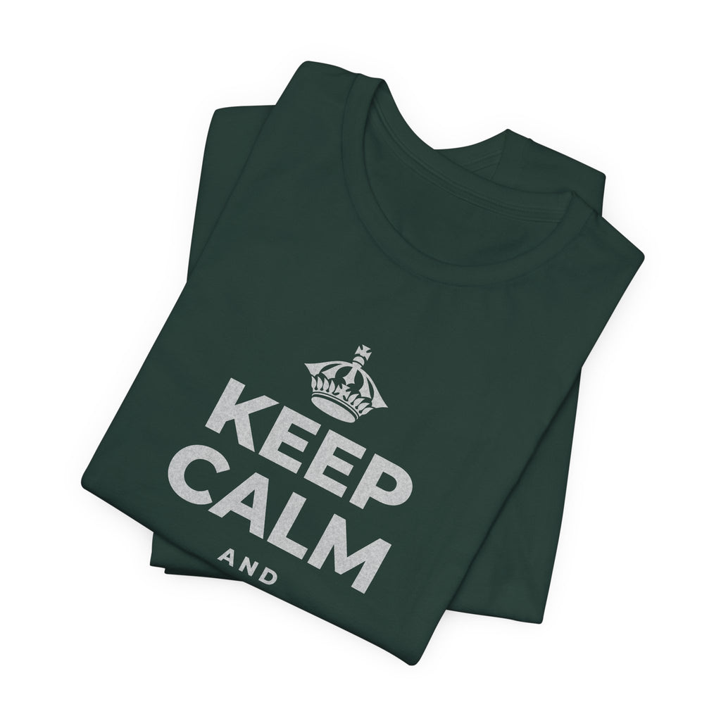 KEEP CALM AND RIDE THE WAVE T-Shirt (White–Asphalt)