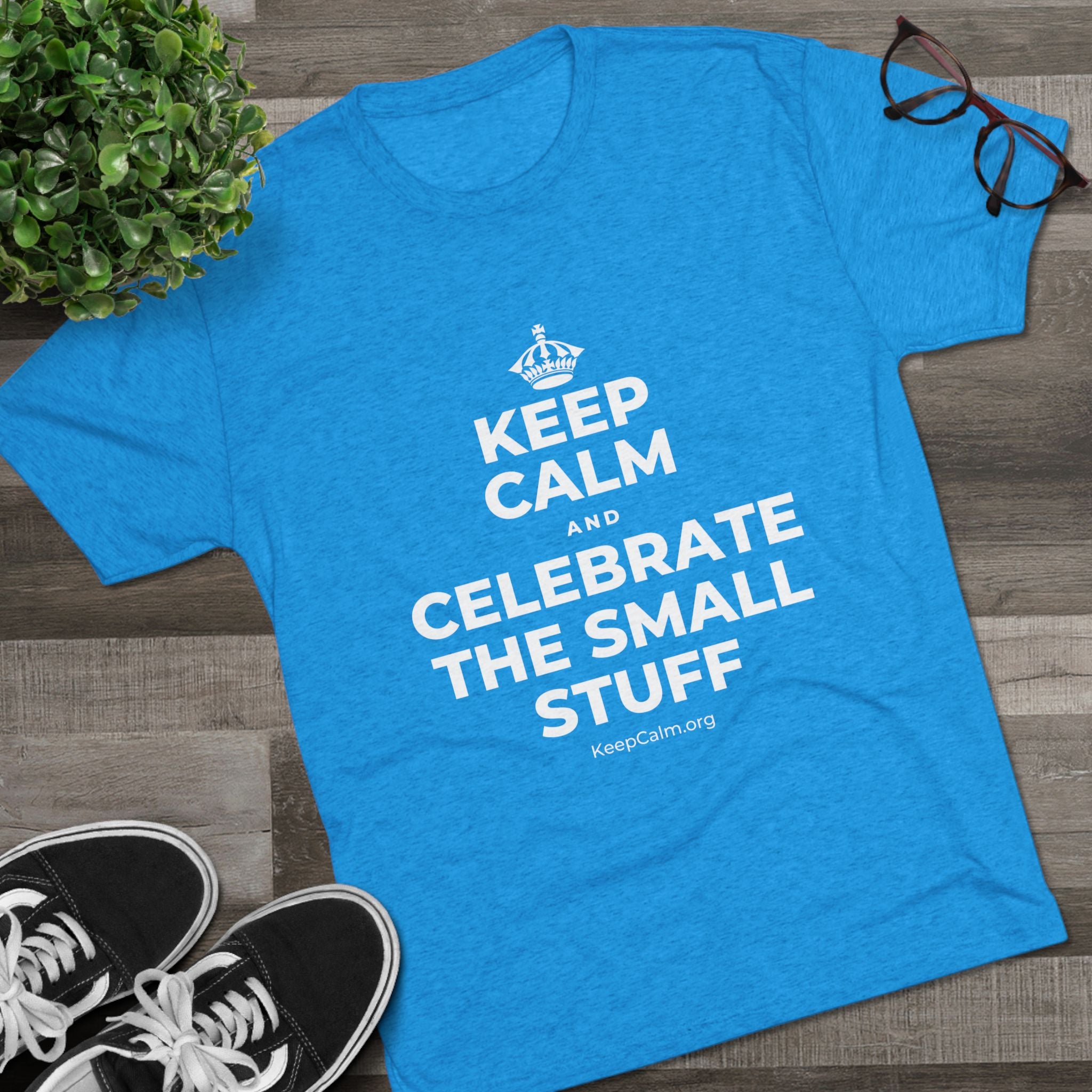 KEEP CALM AND CELEBRATE THE SMALL STUFF Tri-Blend Tee