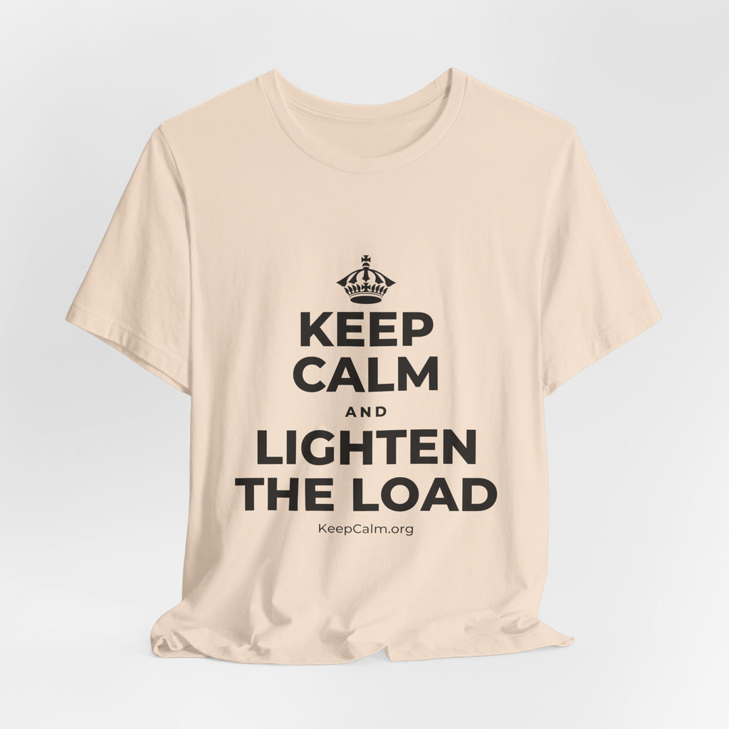 KEEP CALM AND LIGHTEN THE LOAD T-Shirt (Soft Cream–Heather Mauve)