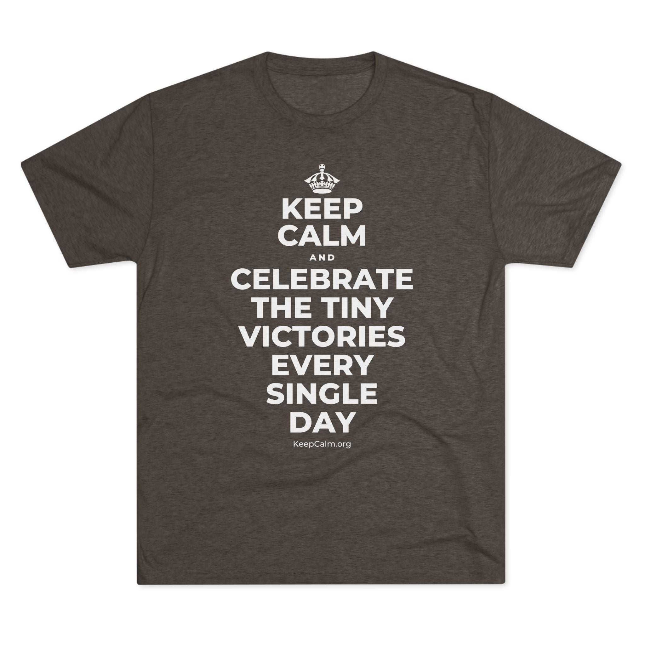 KEEP CALM AND CELEBRATE THE TINY VICTORIES EVERY SINGLE DAY Tri-Blend Tee