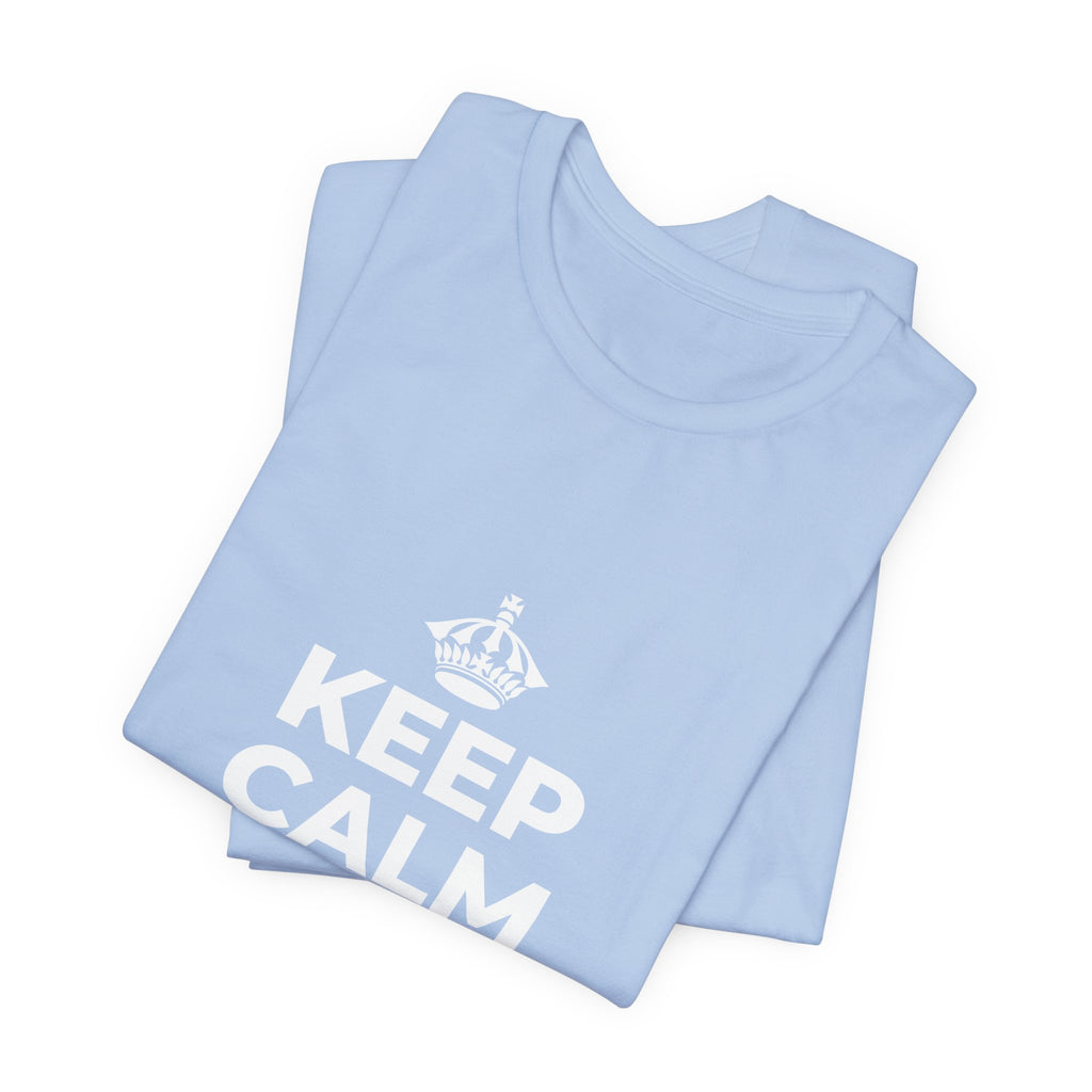 KEEP CALM AND BREATHE T-Shirt (Baby Blue–Silver)
