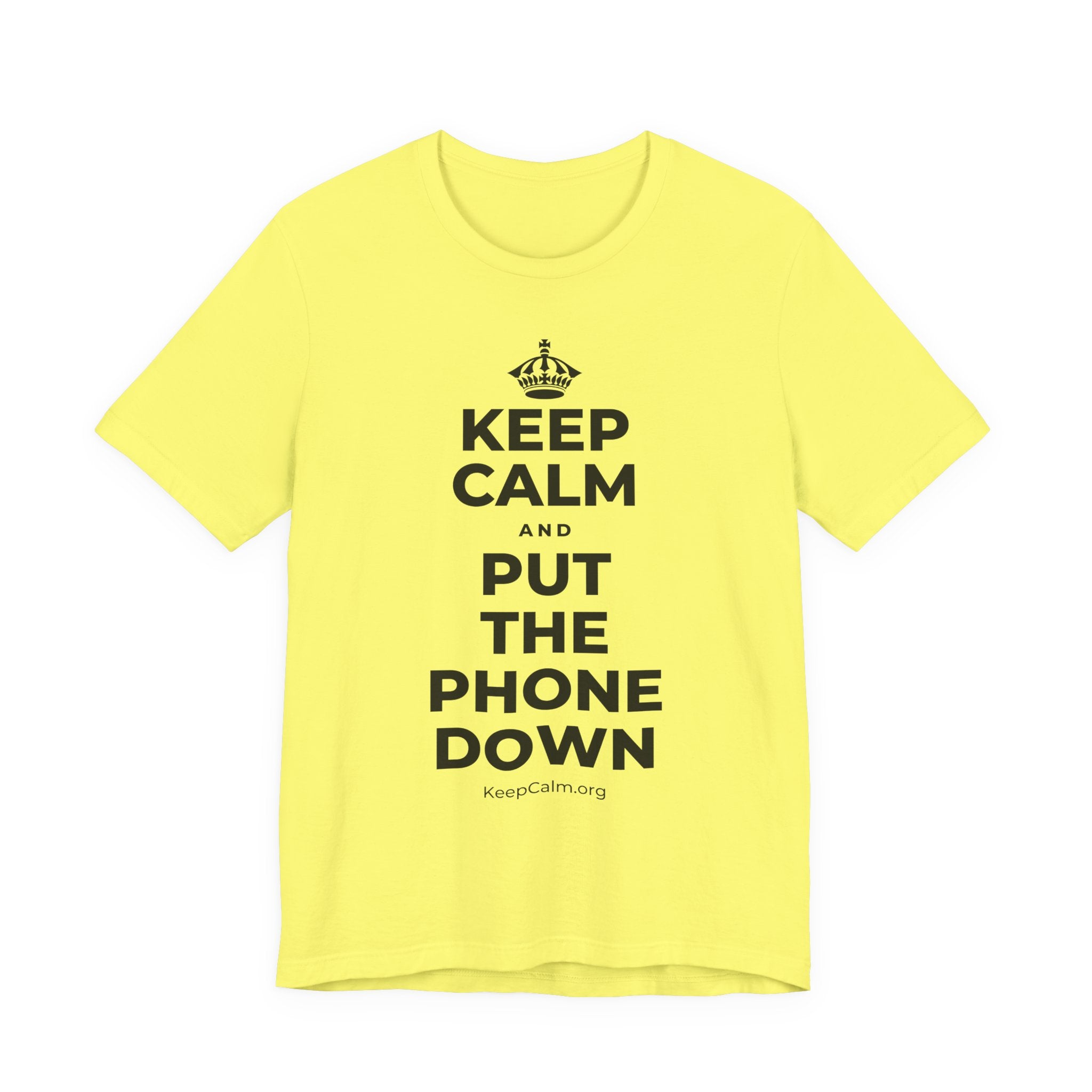 KEEP CALM AND PUT THE PHONE DOWN T-Shirt (Soft Cream–Heather Mauve)