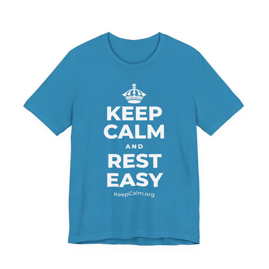KEEP CALM AND REST EASY T-Shirt (White–Asphalt)