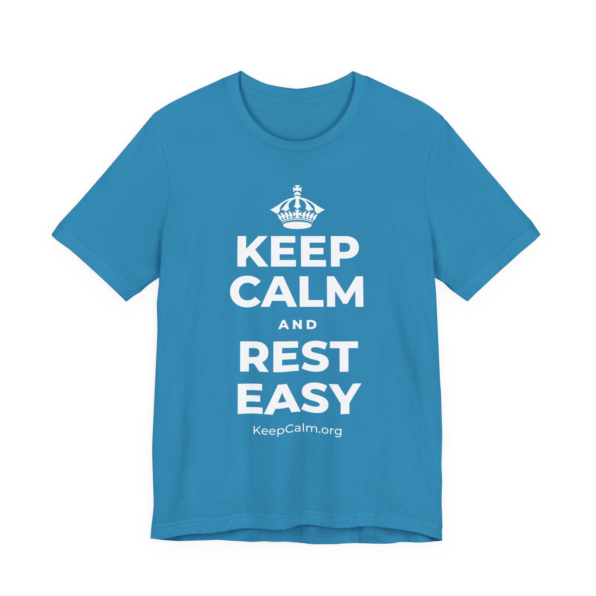 KEEP CALM AND REST EASY T-Shirt (White–Asphalt)