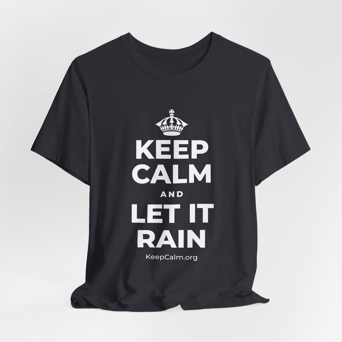 KEEP CALM AND LET IT RAIN T-Shirt (Baby Blue–Silver)