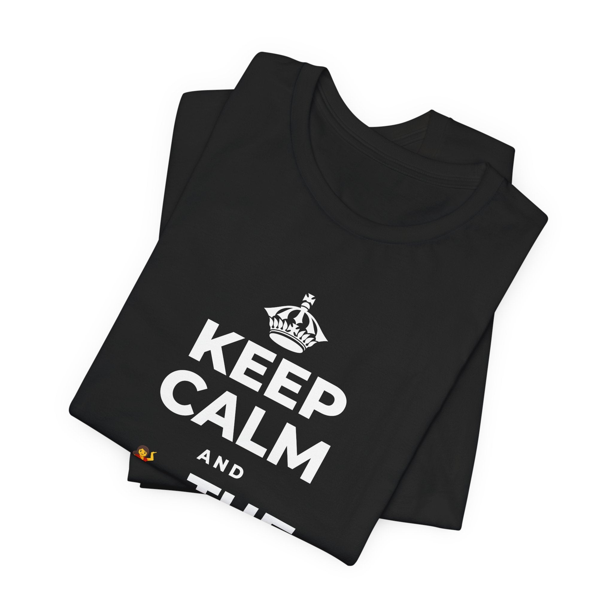 KEEP CALM AND 💃 THE NIGHT AWAY T-Shirt (White–Asphalt)