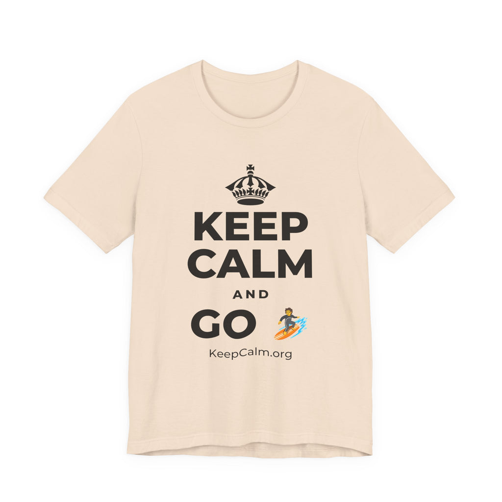 KEEP CALM AND GO 🏄 T-Shirt (Soft Cream–Heather Mauve)