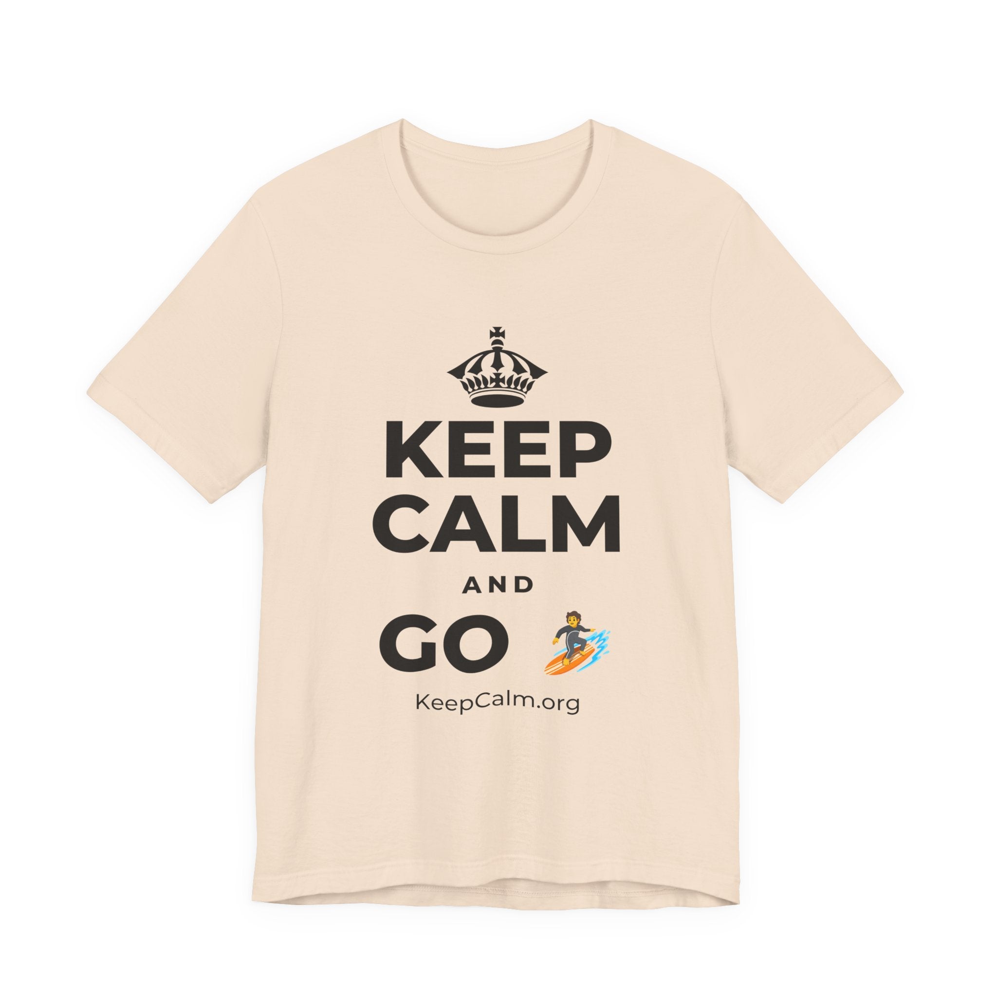 KEEP CALM AND GO 🏄 T-Shirt (Soft Cream–Heather Mauve)