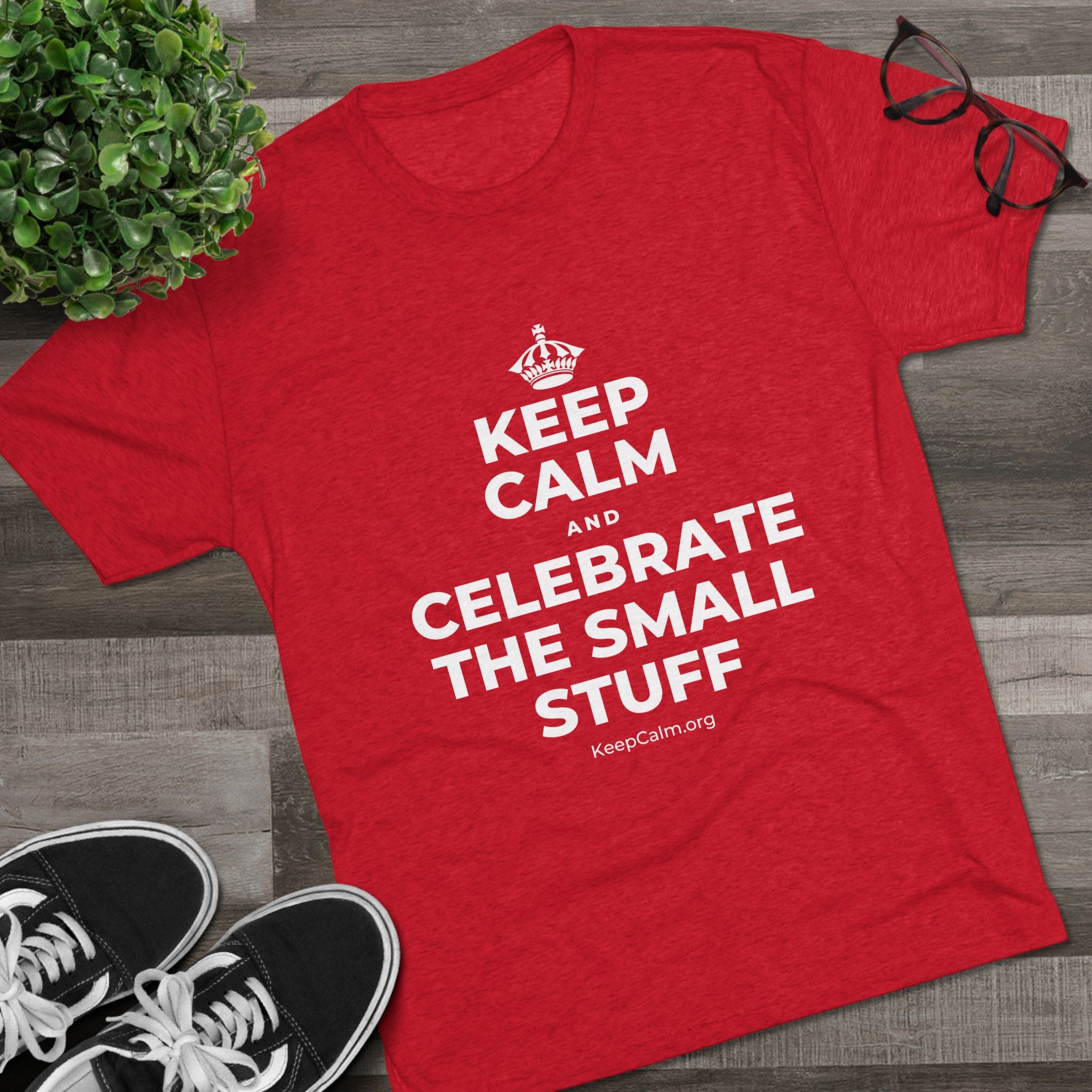 KEEP CALM AND CELEBRATE THE SMALL STUFF Tri-Blend Tee