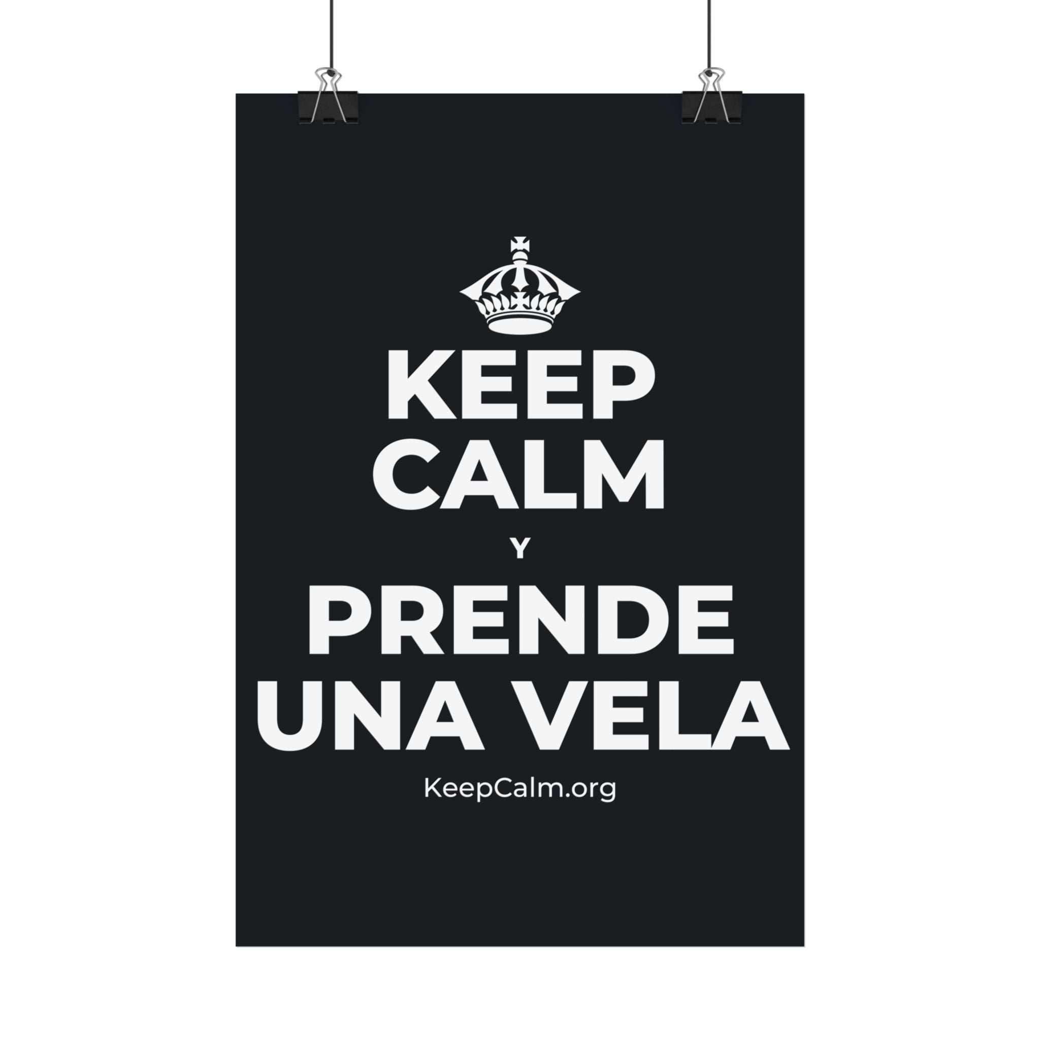 KEEP CALM Y PRENDE UNA VELA Satin Poster (Dark)