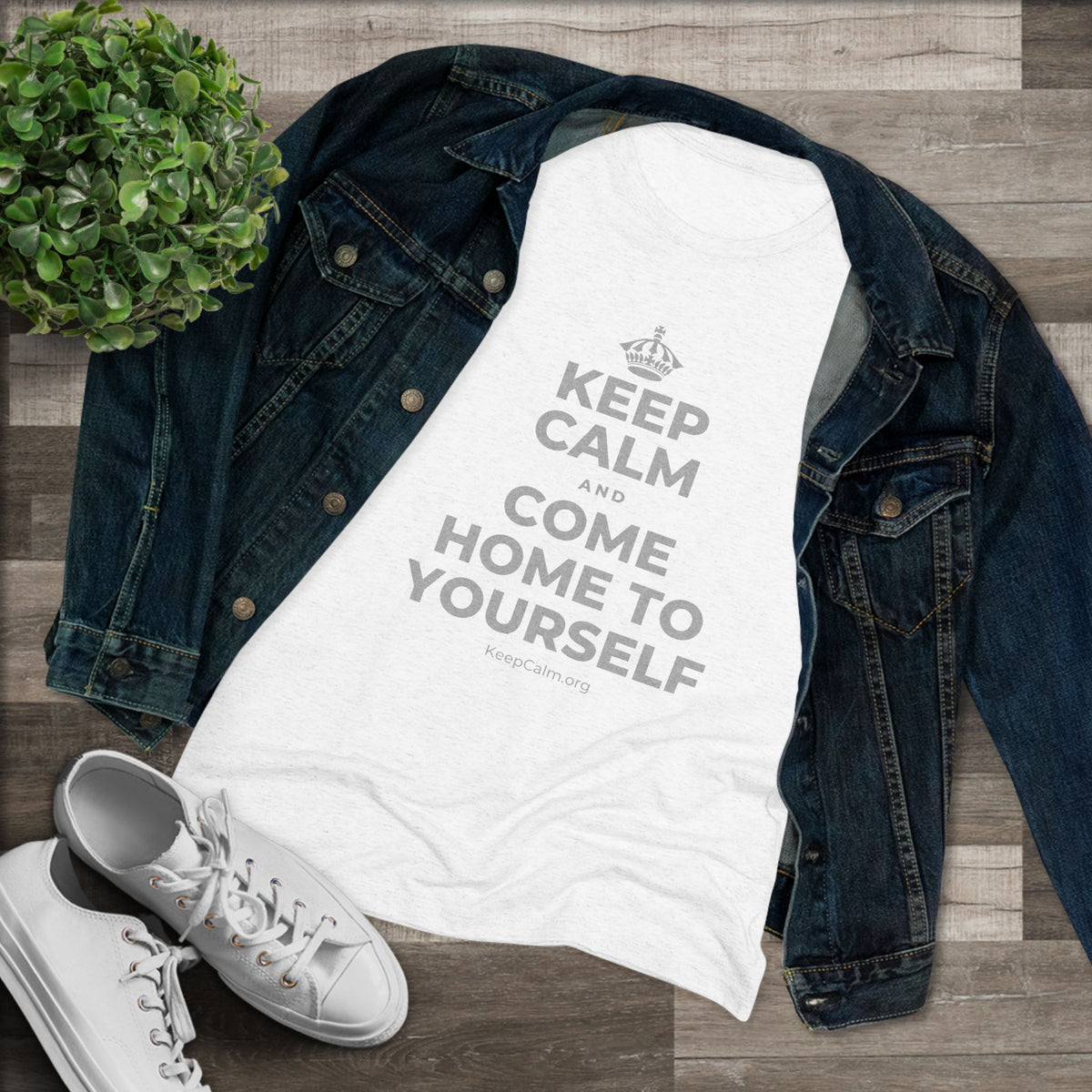 KEEP CALM AND COME HOME TO YOURSELF Women's Tri-Blend Tee