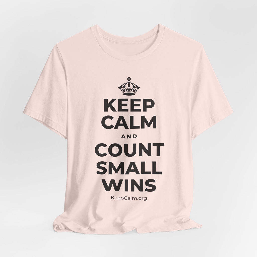 KEEP CALM AND COUNT SMALL WINS T-Shirt (Soft Cream–Heather Mauve)