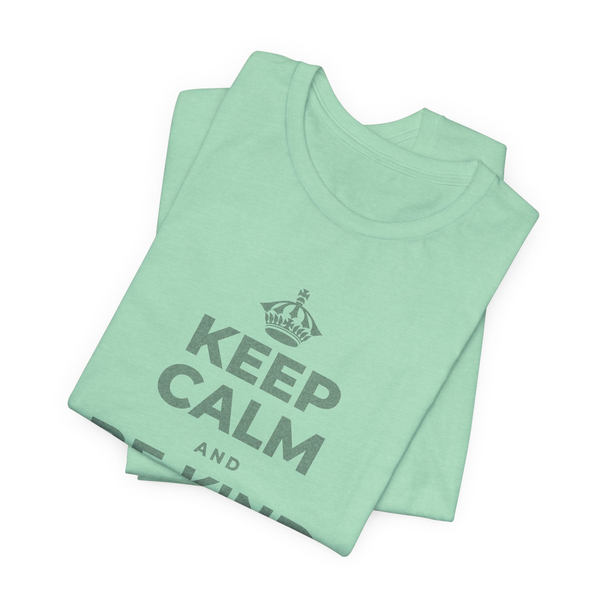 KEEP CALM AND BE KIND TO THE NEW KID T-Shirt (Baby Blue–Silver)
