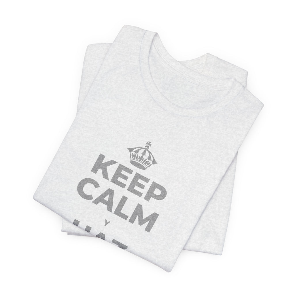 KEEP CALM Y HAZ MENOS HOY T-Shirt (Soft Cream–Heather Mauve)