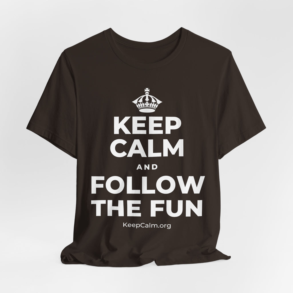 KEEP CALM AND FOLLOW THE FUN T-Shirt (Soft Cream–Heather Mauve)