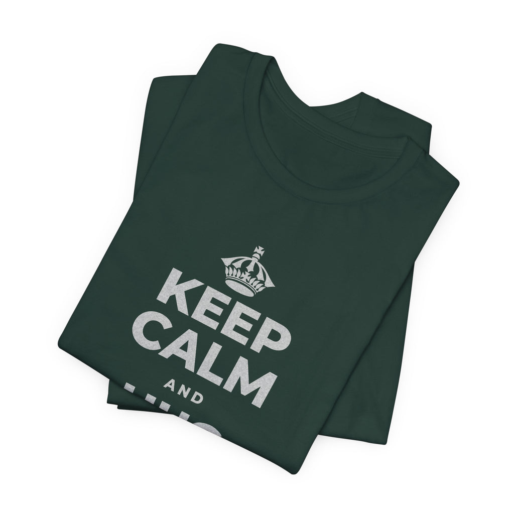 KEEP CALM AND HUG SOMEONE T-Shirt (White–Asphalt)