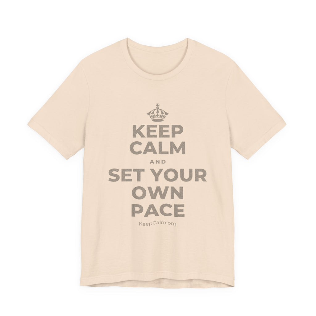 KEEP CALM AND SET YOUR OWN PACE T-Shirt (Soft Cream–Heather Mauve)
