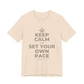 KEEP CALM AND SET YOUR OWN PACE T-Shirt (Soft Cream–Heather Mauve)