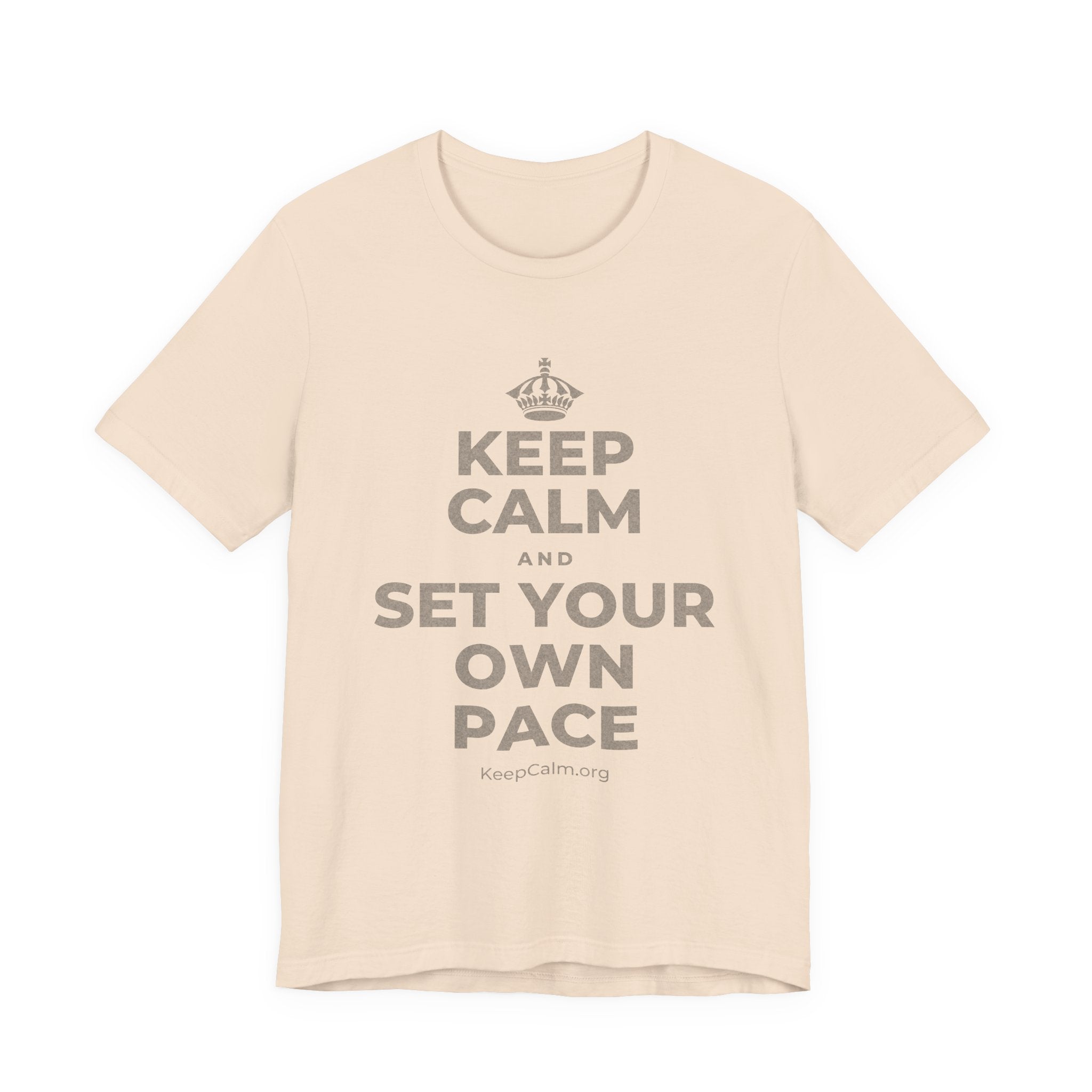 KEEP CALM AND SET YOUR OWN PACE T-Shirt (Soft Cream–Heather Mauve)