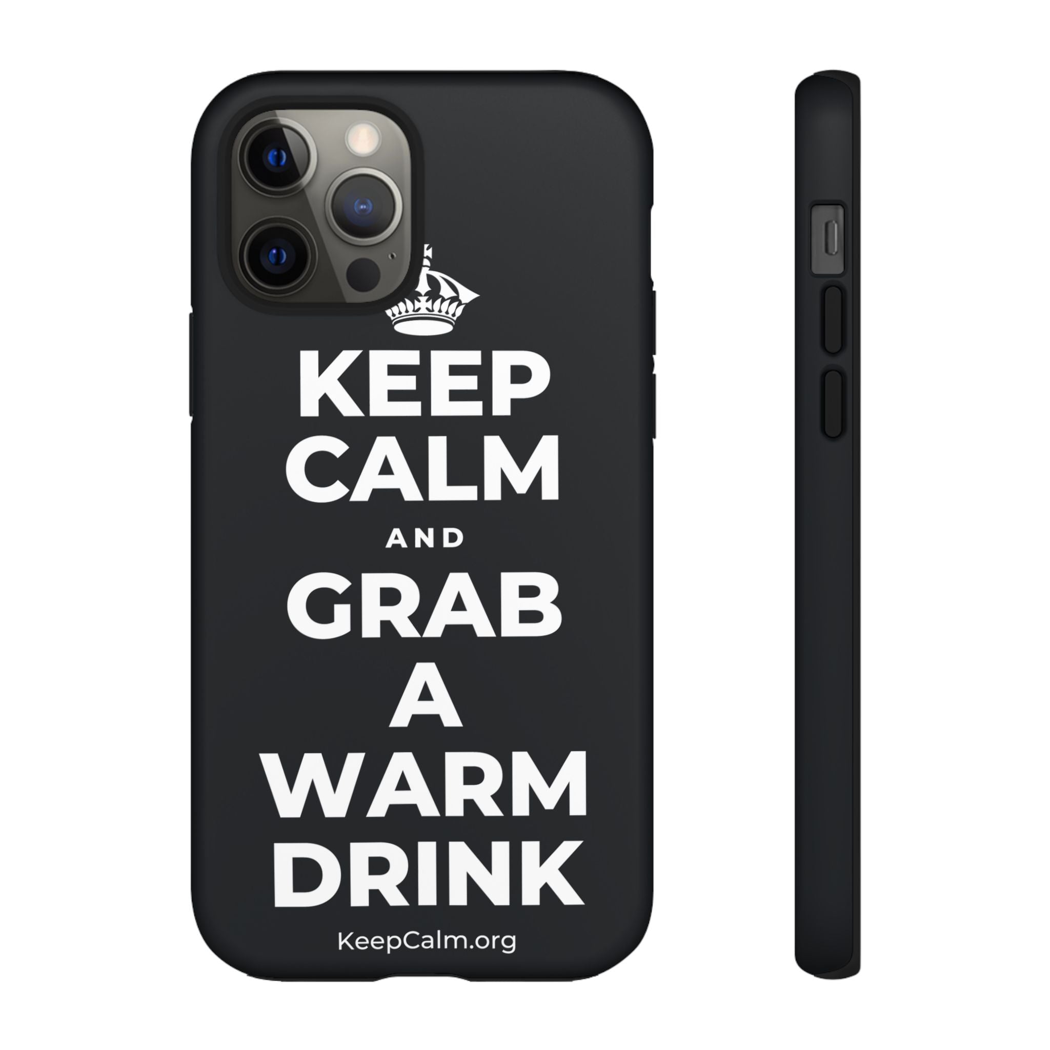 KEEP CALM AND GRAB A WARM DRINK Phone Case (Dark)