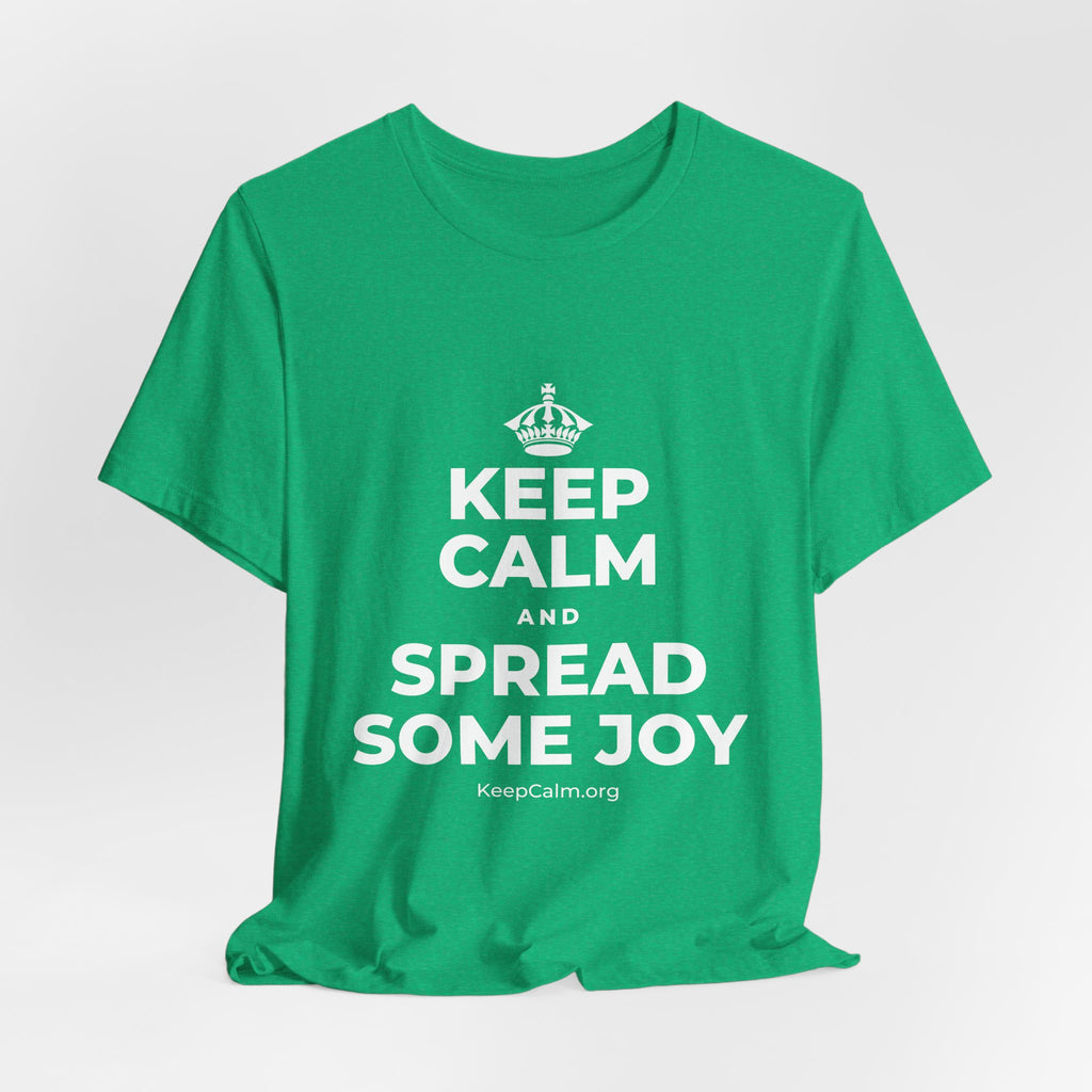 KEEP CALM AND SPREAD SOME JOY T-Shirt (Baby Blue–Silver)