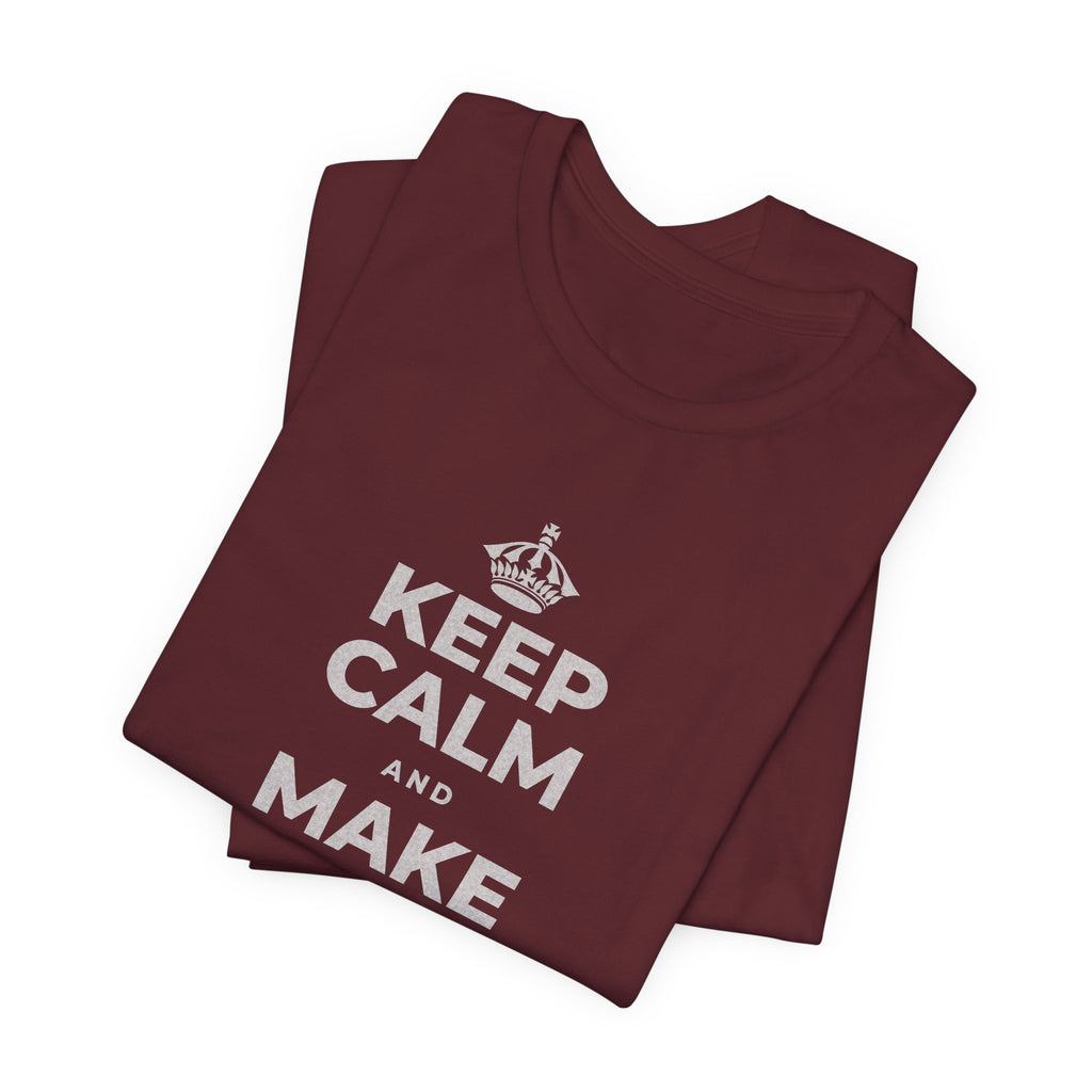 KEEP CALM AND MAKE SOMETHING T-Shirt (Baby Blue–Silver)