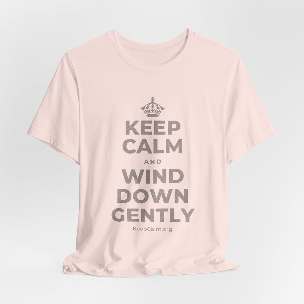 KEEP CALM AND WIND DOWN GENTLY T-Shirt (Soft Cream–Heather Mauve)