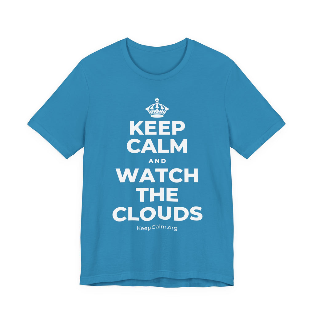 KEEP CALM AND WATCH THE CLOUDS T-Shirt (White–Asphalt)