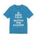 KEEP CALM AND WATCH THE CLOUDS T-Shirt (White–Asphalt)