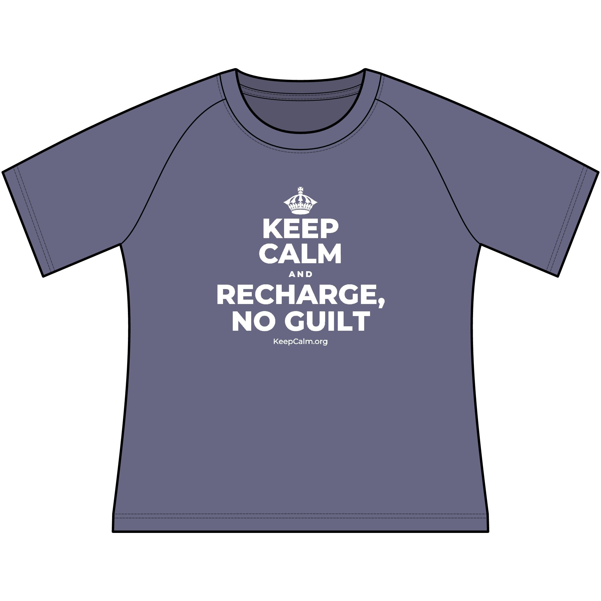 KEEP CALM AND RECHARGE, NO GUILT Women's Raglan Tee