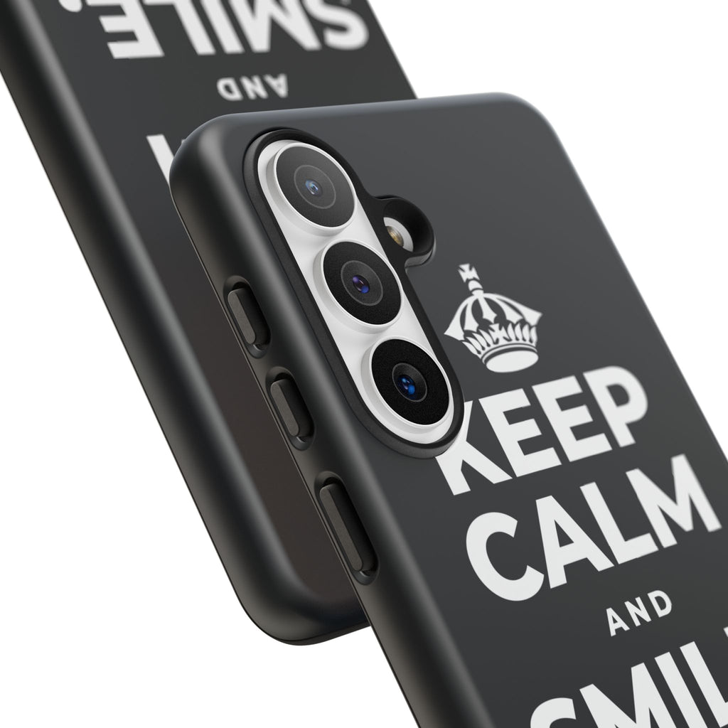 KEEP CALM AND SMILE, IT HELPS Phone Case (Dark)