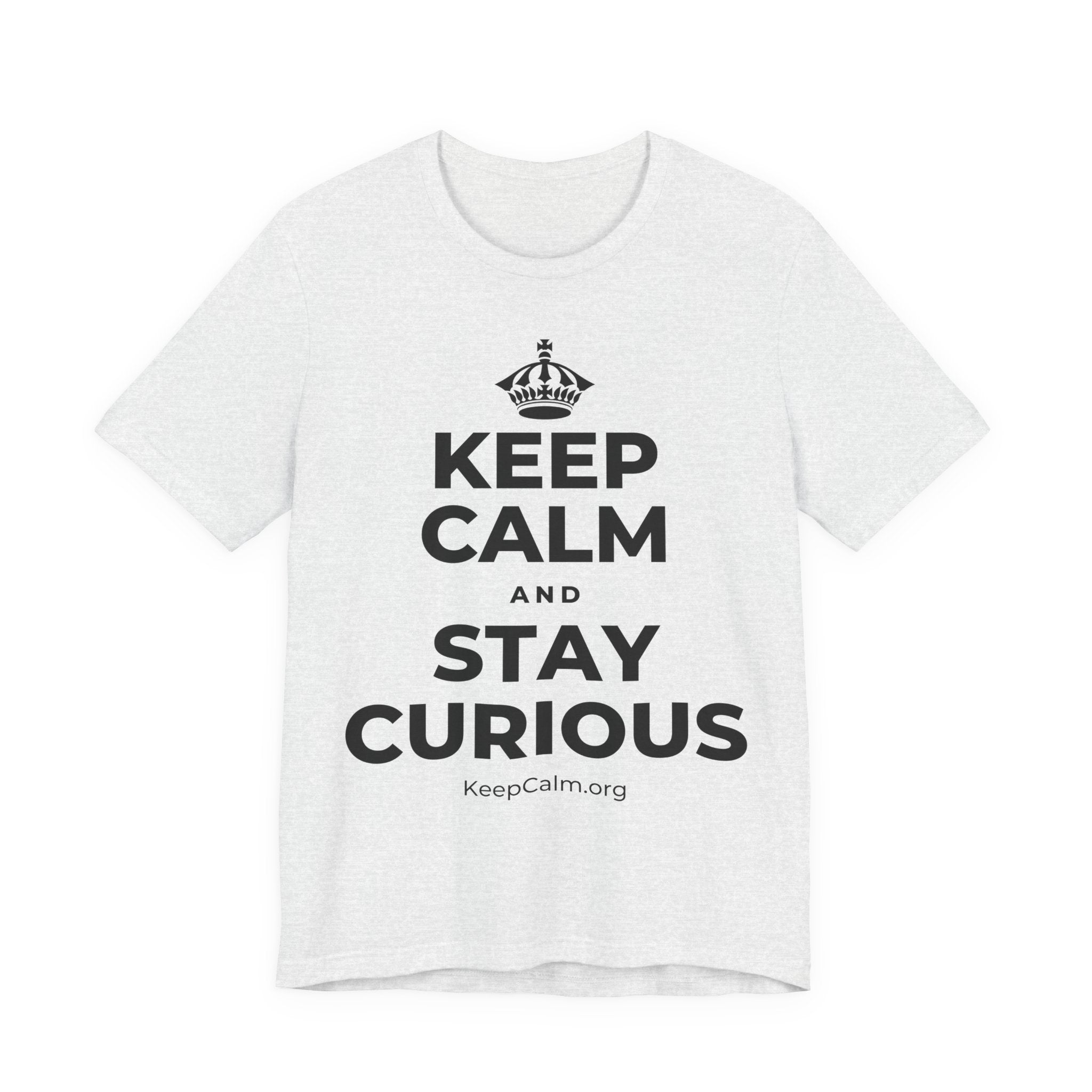 KEEP CALM AND STAY CURIOUS T-Shirt (Soft Cream–Heather Mauve)