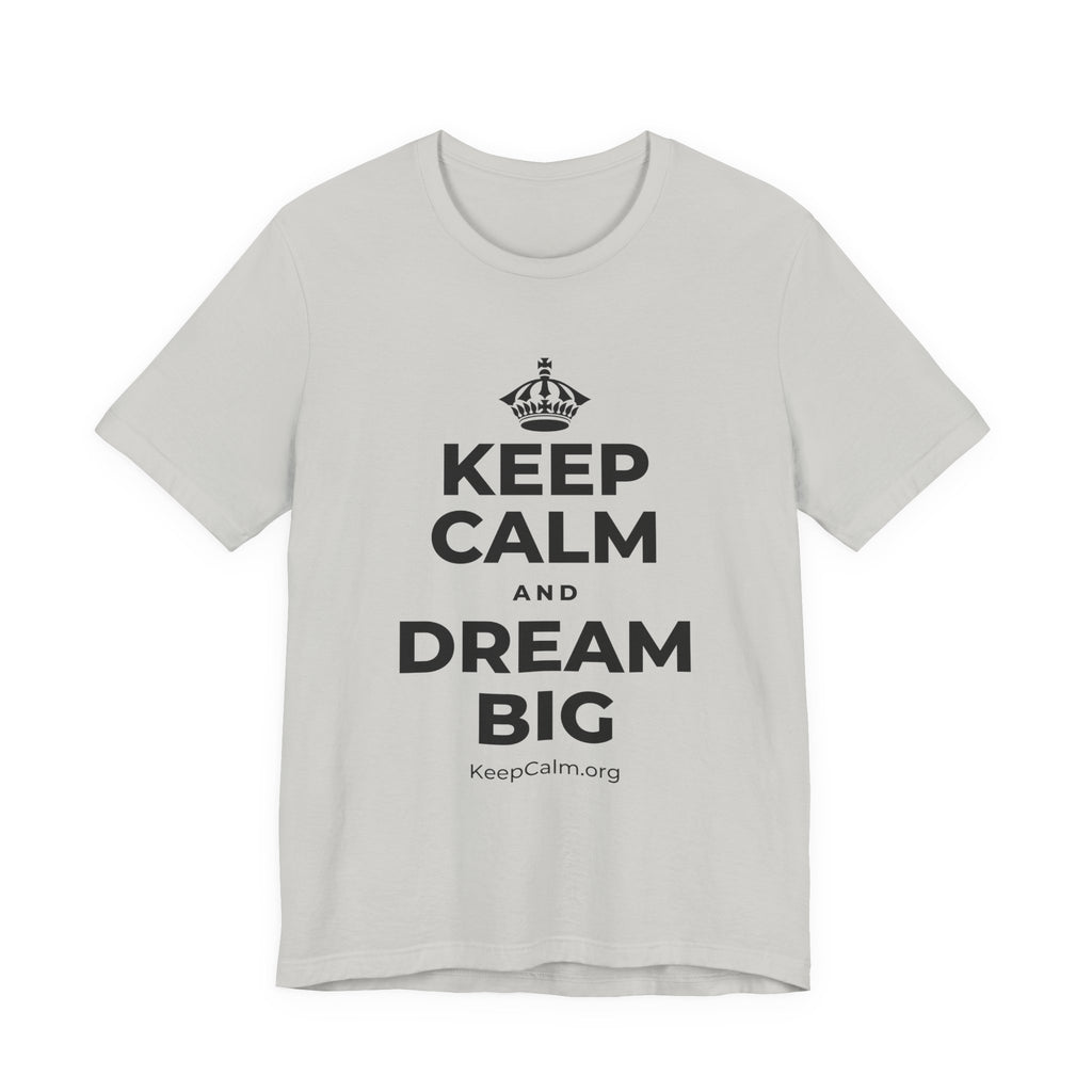 KEEP CALM AND DREAM BIG T-Shirt (Baby Blue–Silver)
