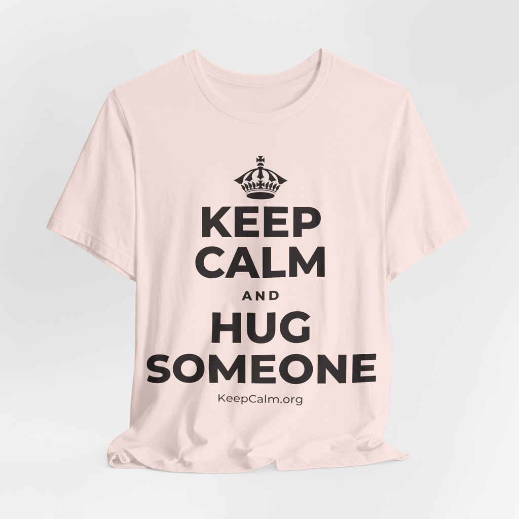 KEEP CALM AND HUG SOMEONE T-Shirt (Soft Cream–Heather Mauve)