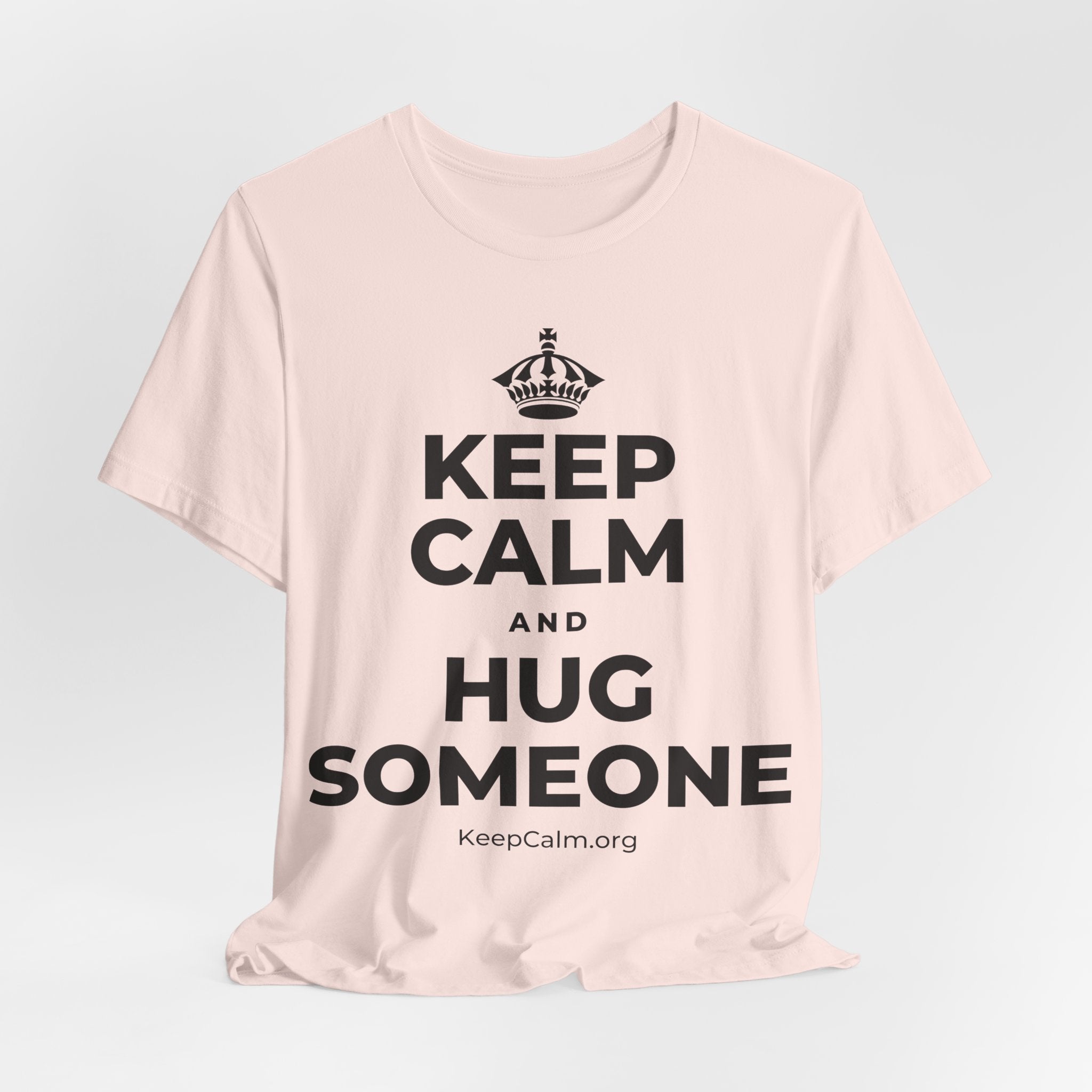 KEEP CALM AND HUG SOMEONE T-Shirt (Soft Cream–Heather Mauve)