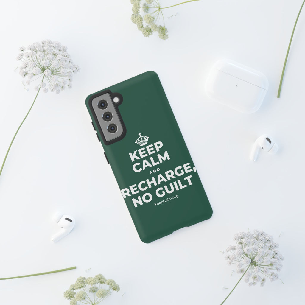 KEEP CALM AND RECHARGE, NO GUILT Phone Case