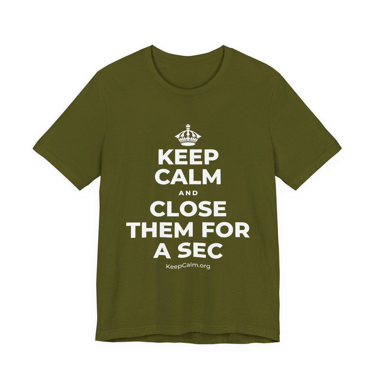 KEEP CALM AND CLOSE THEM FOR A SEC T-Shirt (Baby Blue–Silver)
