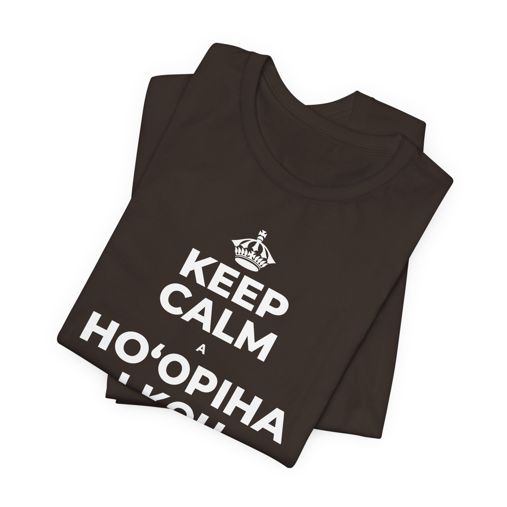 KEEP CALM A HOʻOPIHA I KOU KĪʻAHA ME KE ALOHA T-Shirt (Soft Cream–Heather Mauve)