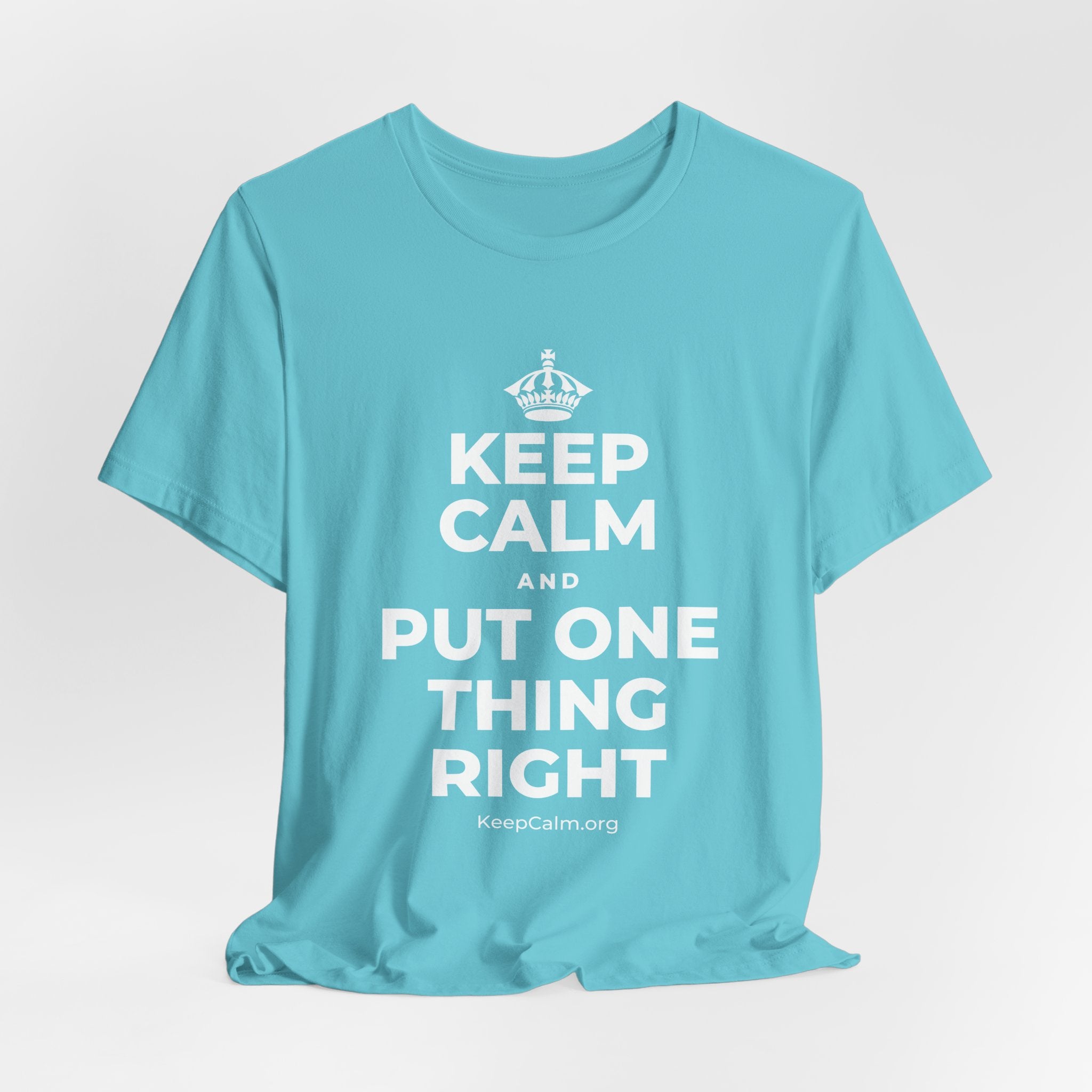 KEEP CALM AND PUT ONE THING RIGHT T-Shirt (Soft Cream–Heather Mauve)