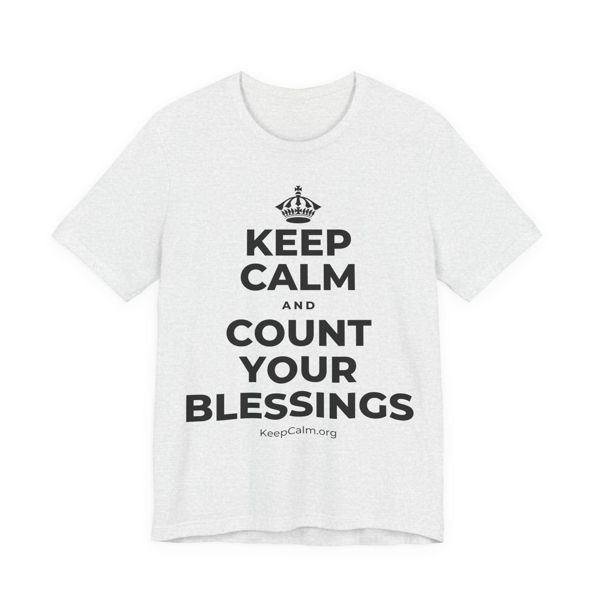 KEEP CALM AND COUNT YOUR BLESSINGS T-Shirt (Soft Cream–Heather Mauve)