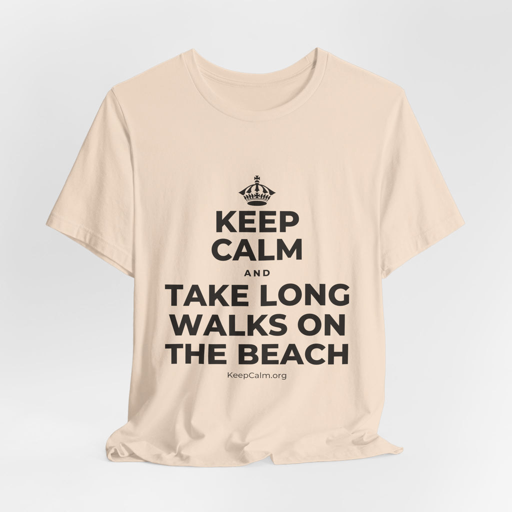 KEEP CALM AND TAKE LONG WALKS ON THE BEACH T-Shirt (Soft Cream–Heather Mauve)