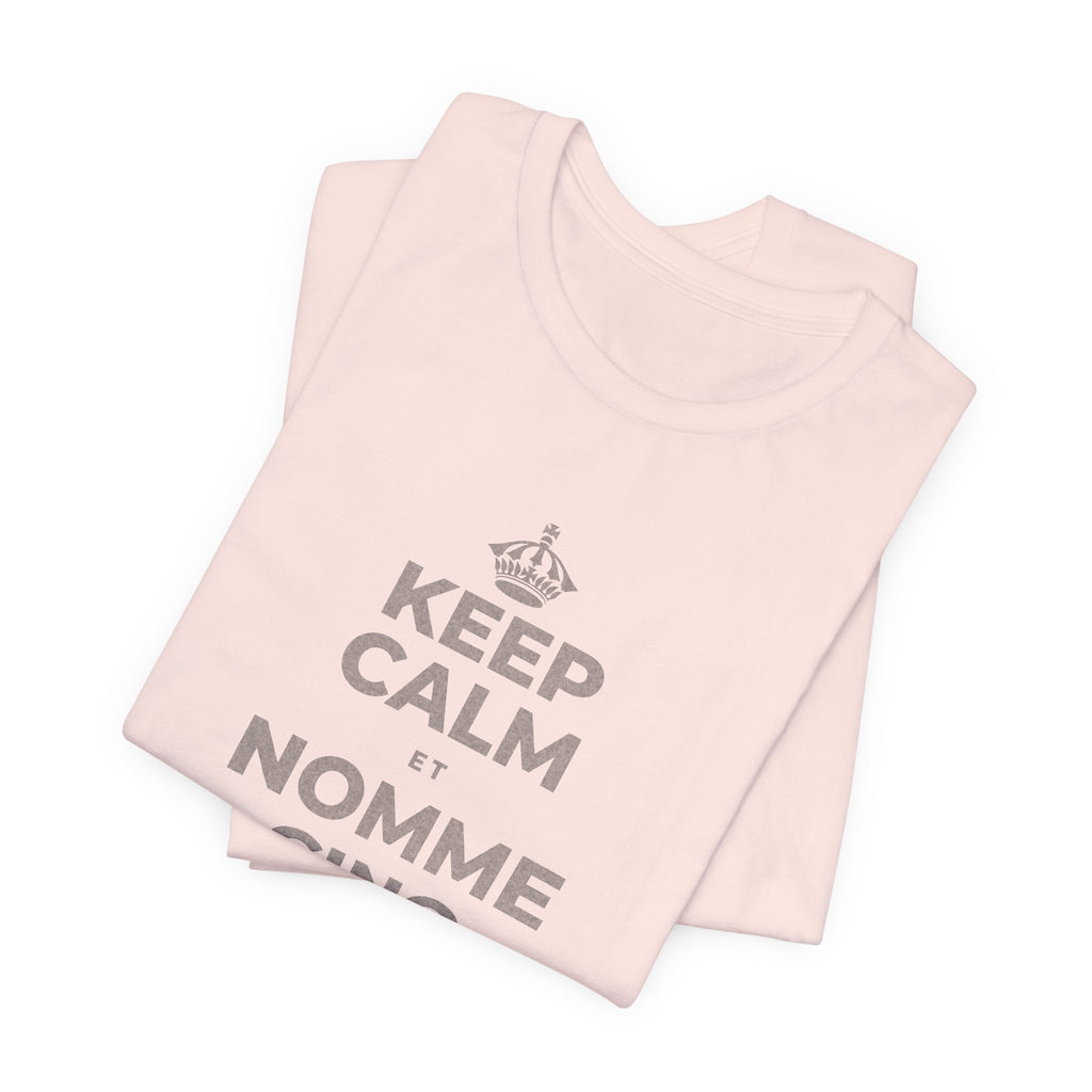 KEEP CALM ET NOMME CINQ CHOSES QUE TU VOIS T-Shirt (Soft Cream–Heather Mauve)