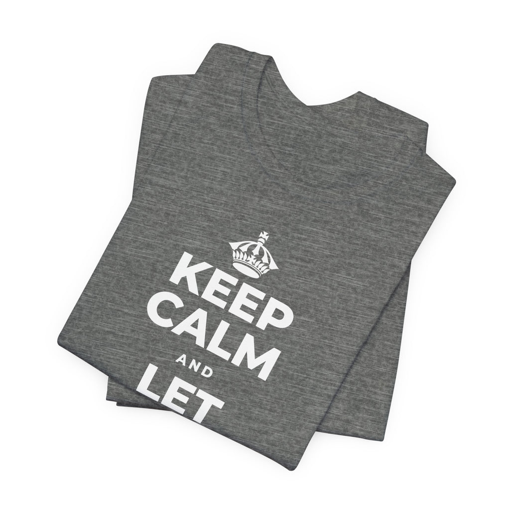 KEEP CALM AND LET THE SMILE OUT T-Shirt (Baby Blue–Silver)