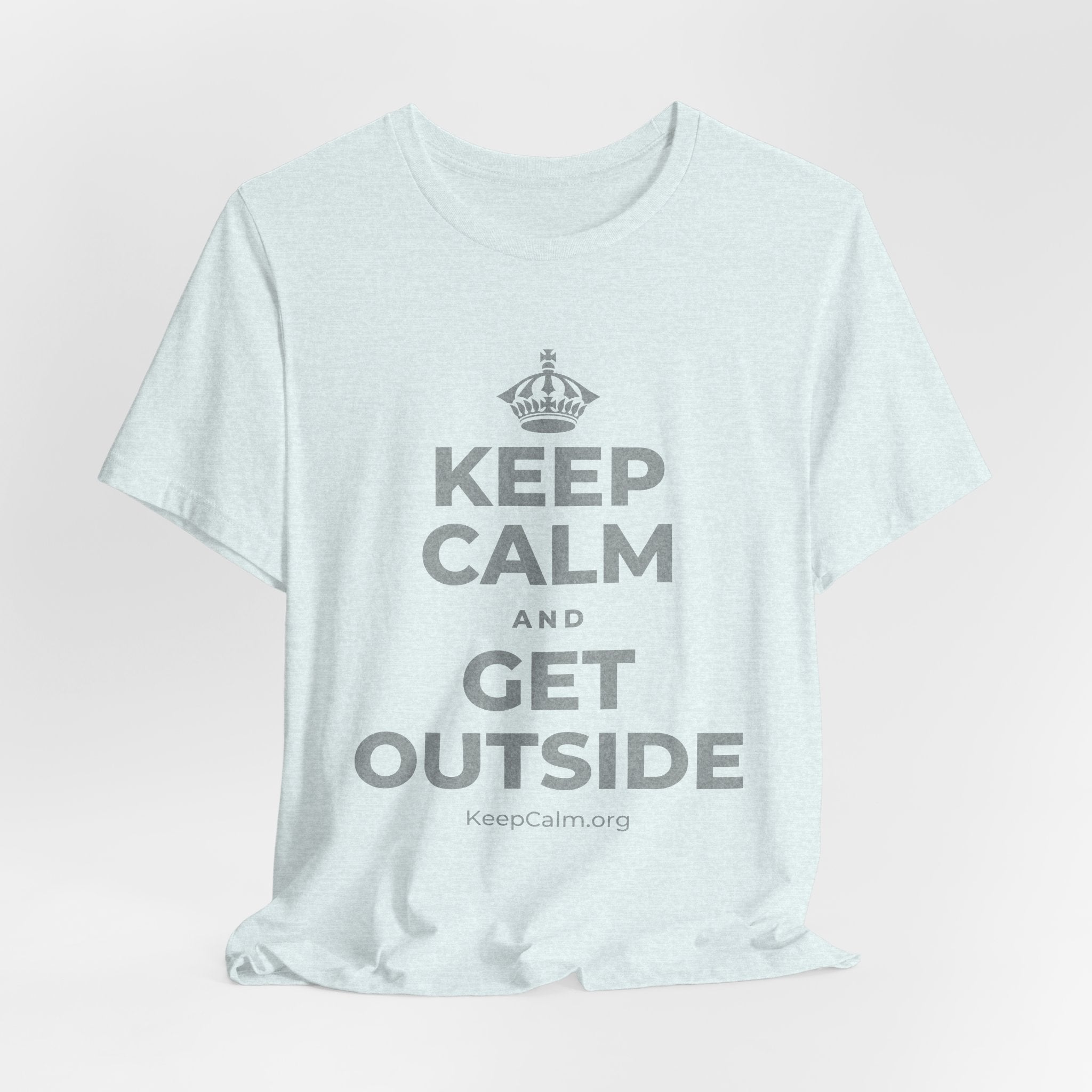 KEEP CALM AND GET OUTSIDE T-Shirt (Soft Cream–Heather Mauve)