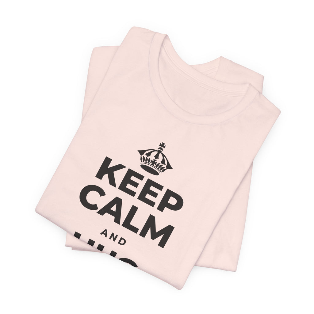 KEEP CALM AND HUG YOUR DOG T-Shirt (Soft Cream–Heather Mauve)