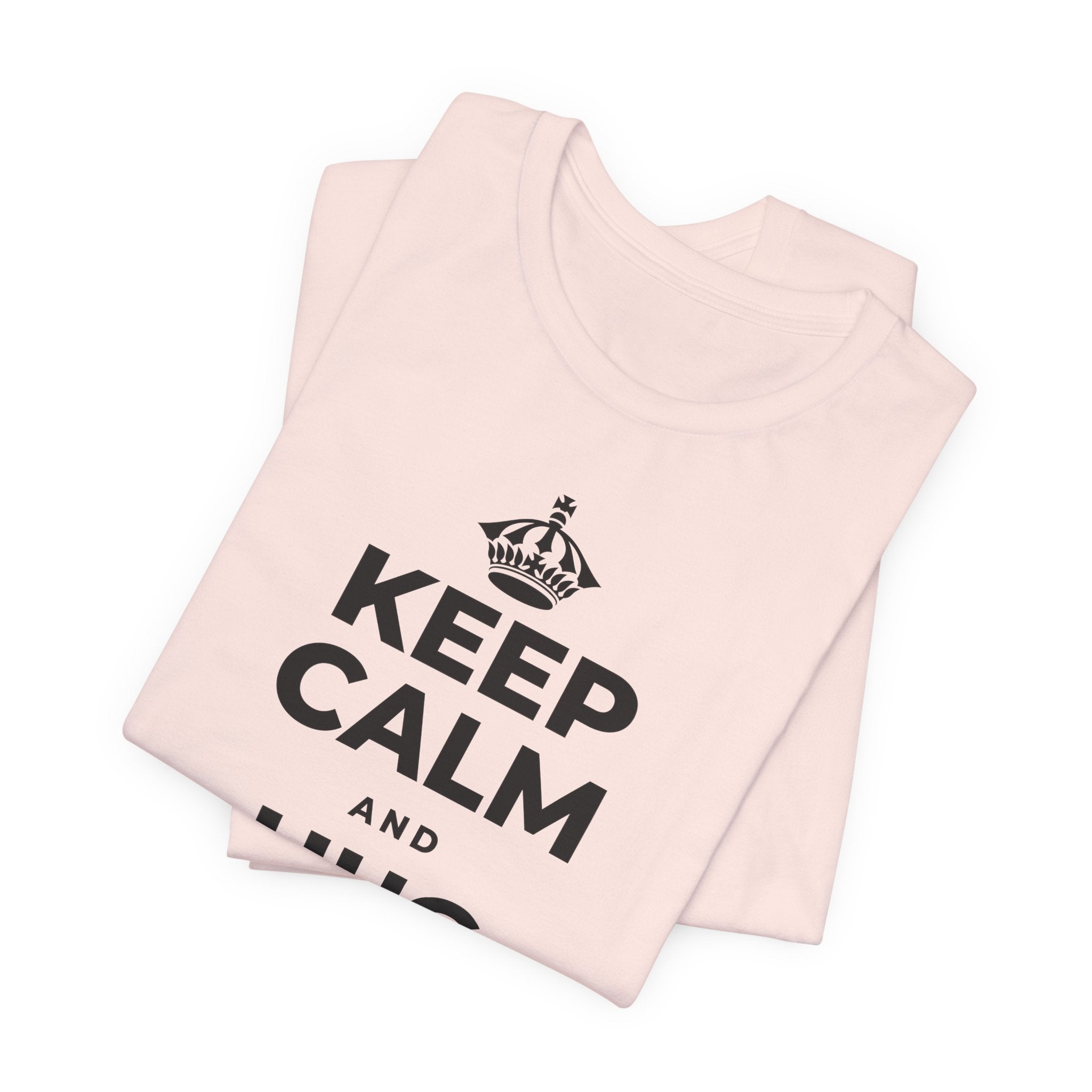 KEEP CALM AND HUG YOUR DOG T-Shirt (Soft Cream–Heather Mauve)
