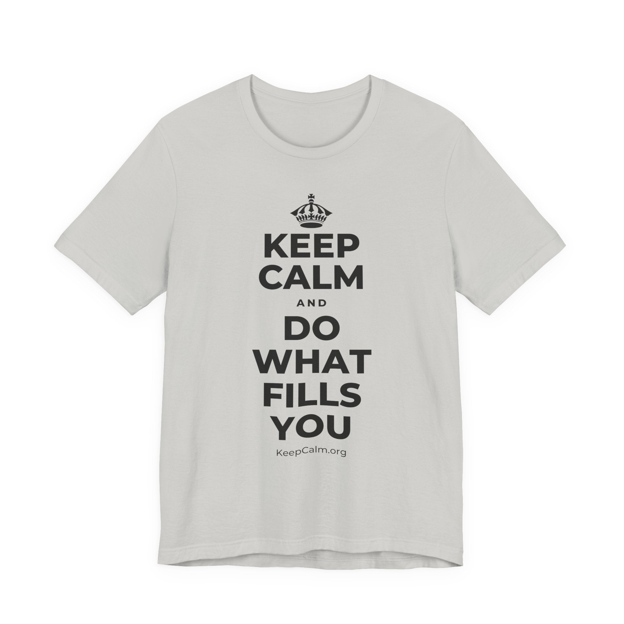 KEEP CALM AND DO WHAT FILLS YOU T-Shirt (Baby Blue–Silver)