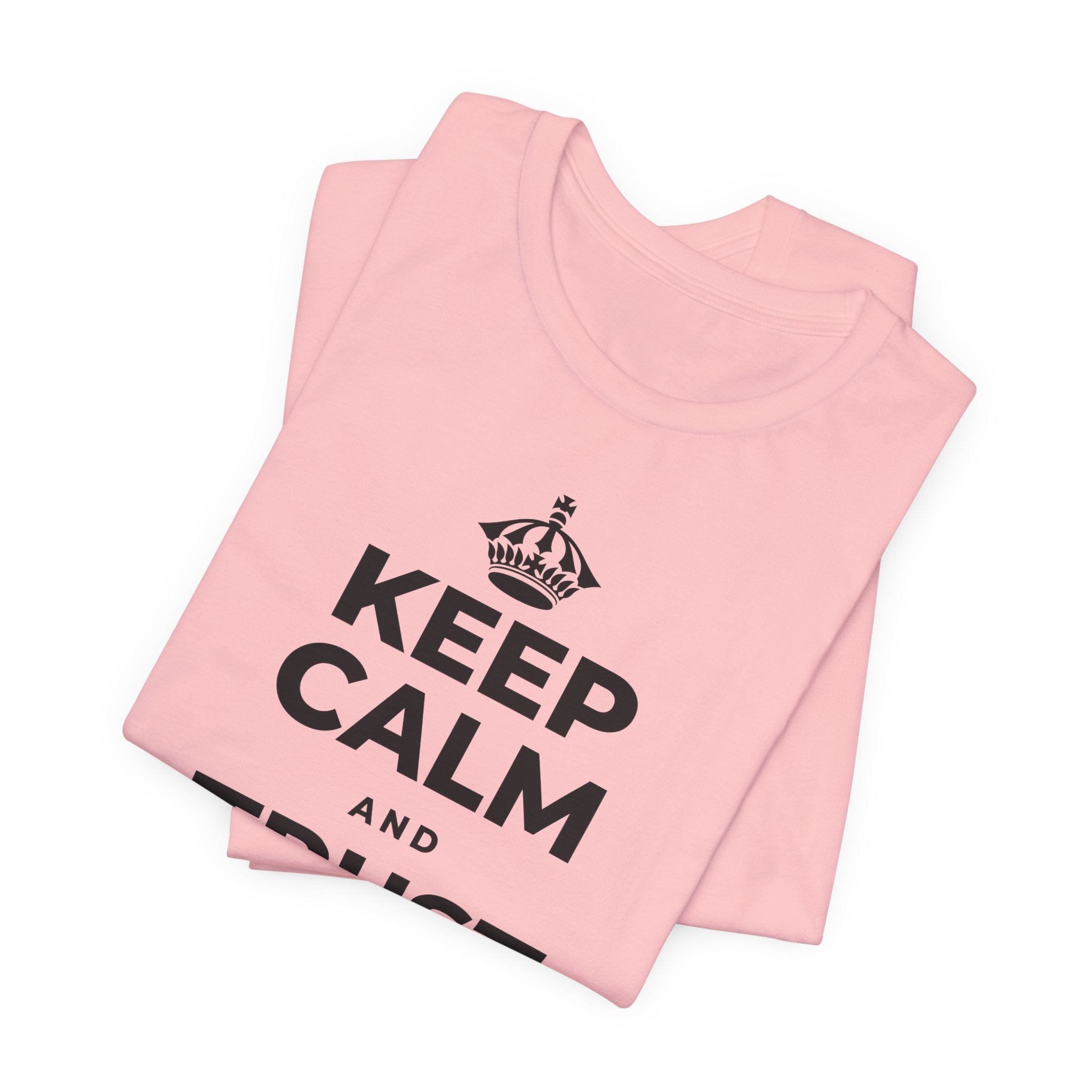 KEEP CALM AND TRUST THE MORNING T-Shirt (White–Asphalt)