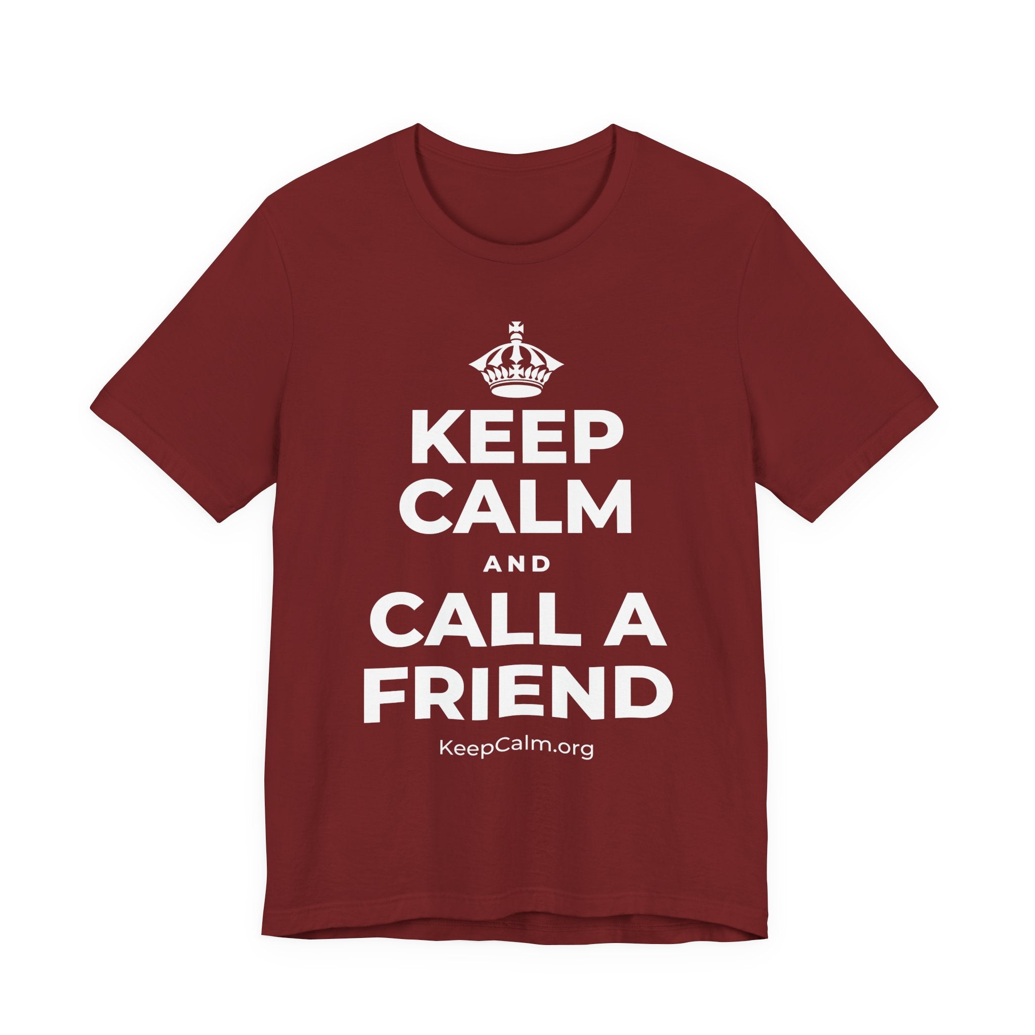 KEEP CALM AND CALL A FRIEND T-Shirt (Baby Blue–Silver)